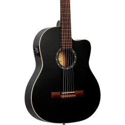 Cheap ✨ Ortega Ortega RCE125SN Family Series Thinline Acoustic-Electric Classical Guitar Satin Black ✔️
